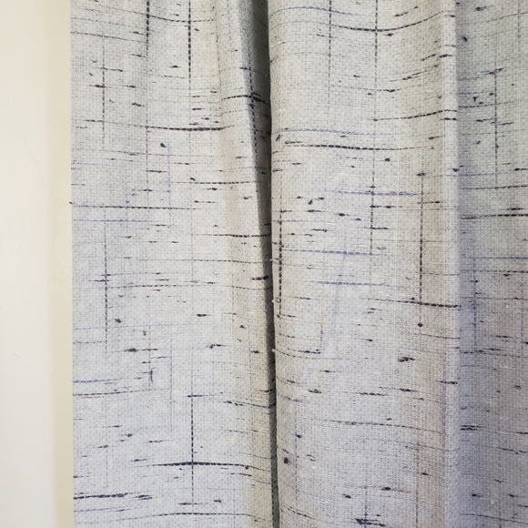 Sears Drapes 48W x 62L Tweed Print Pinch Pleat Curtains Blue VTG 50s 60s NEW - Picture 12 of 16